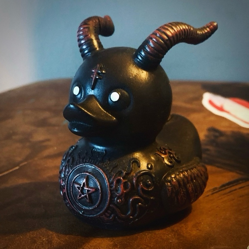 resin devil duck figure - gothic oddity decor